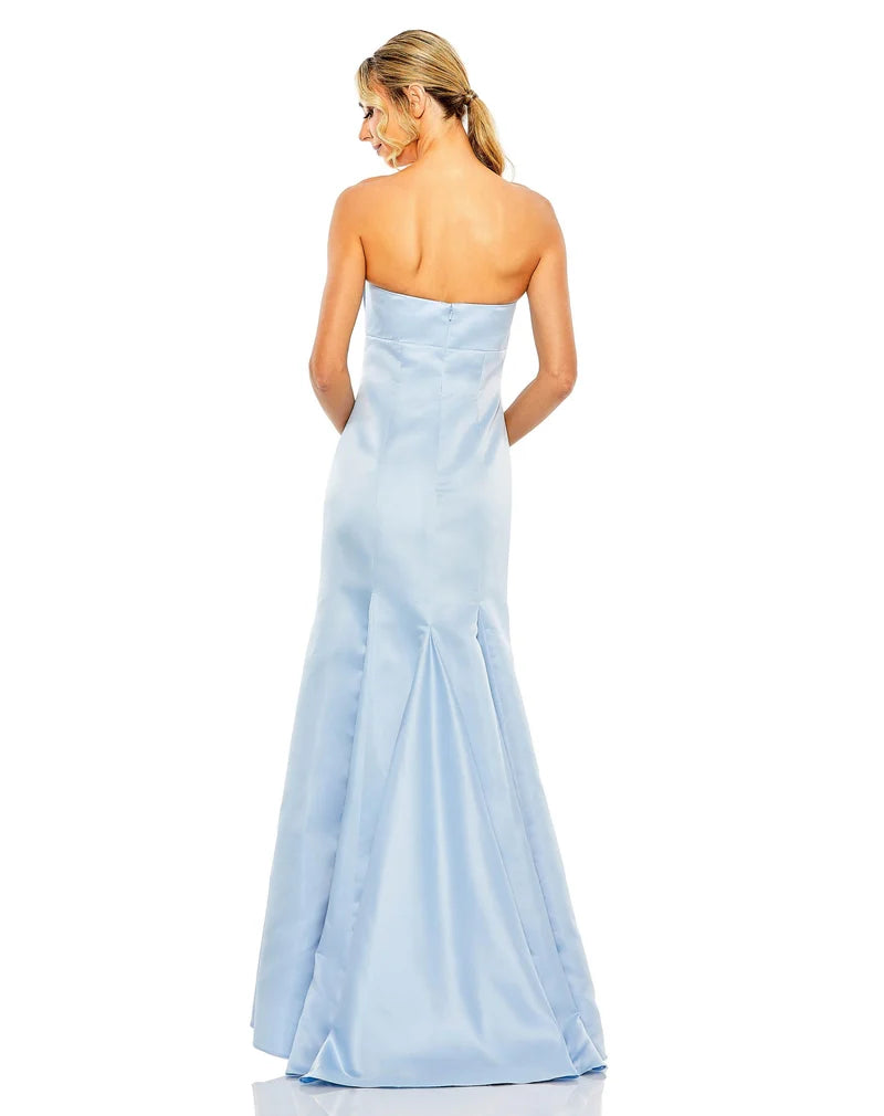 Glamorous Mermaid Strapless Bow Zip-Back High-Low Prom Dress
