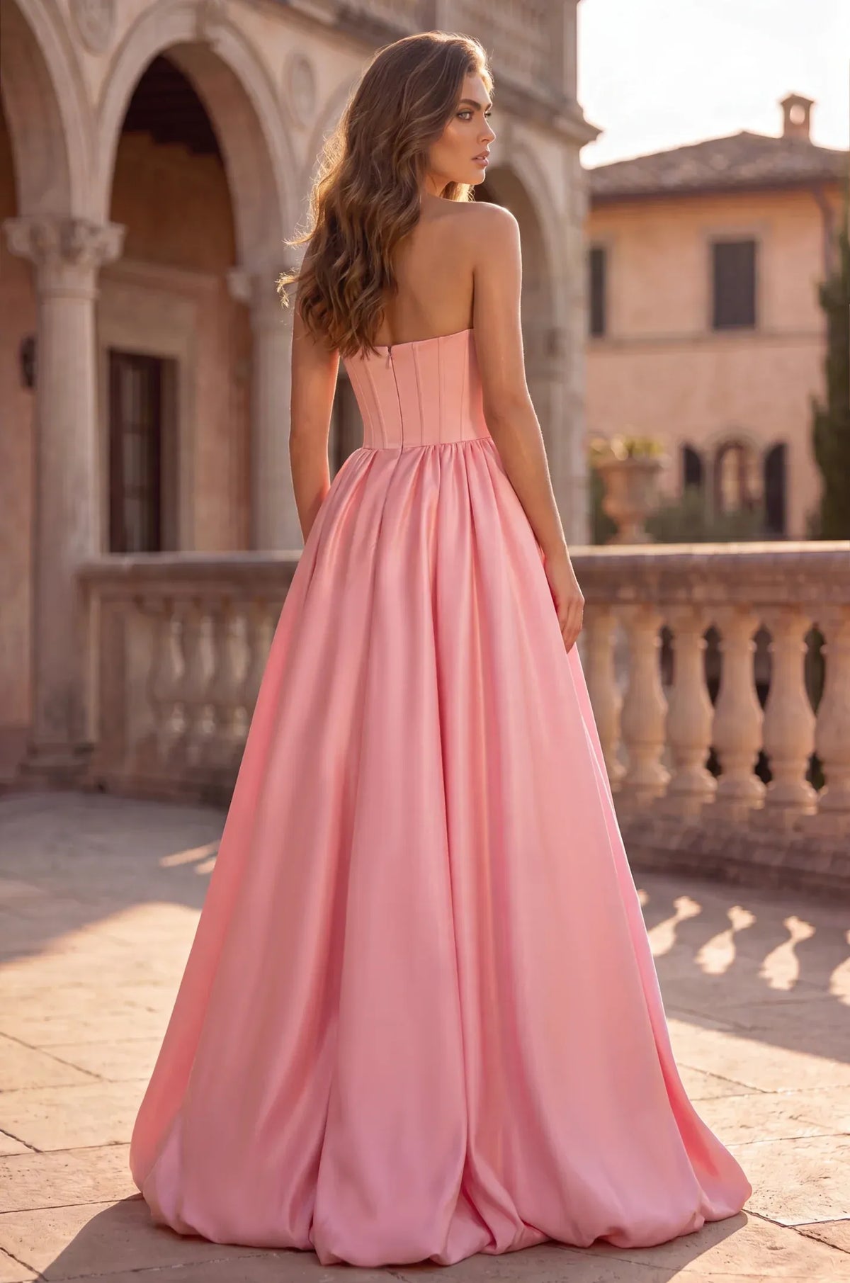 Romantic A-Line Sweetheart Strapless Zip Back Floor-Length Prom Dress