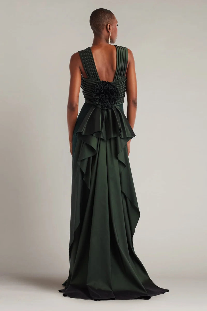 Elegant Column High Neck Sleeveless V-Back Floor-Length Evening Dress