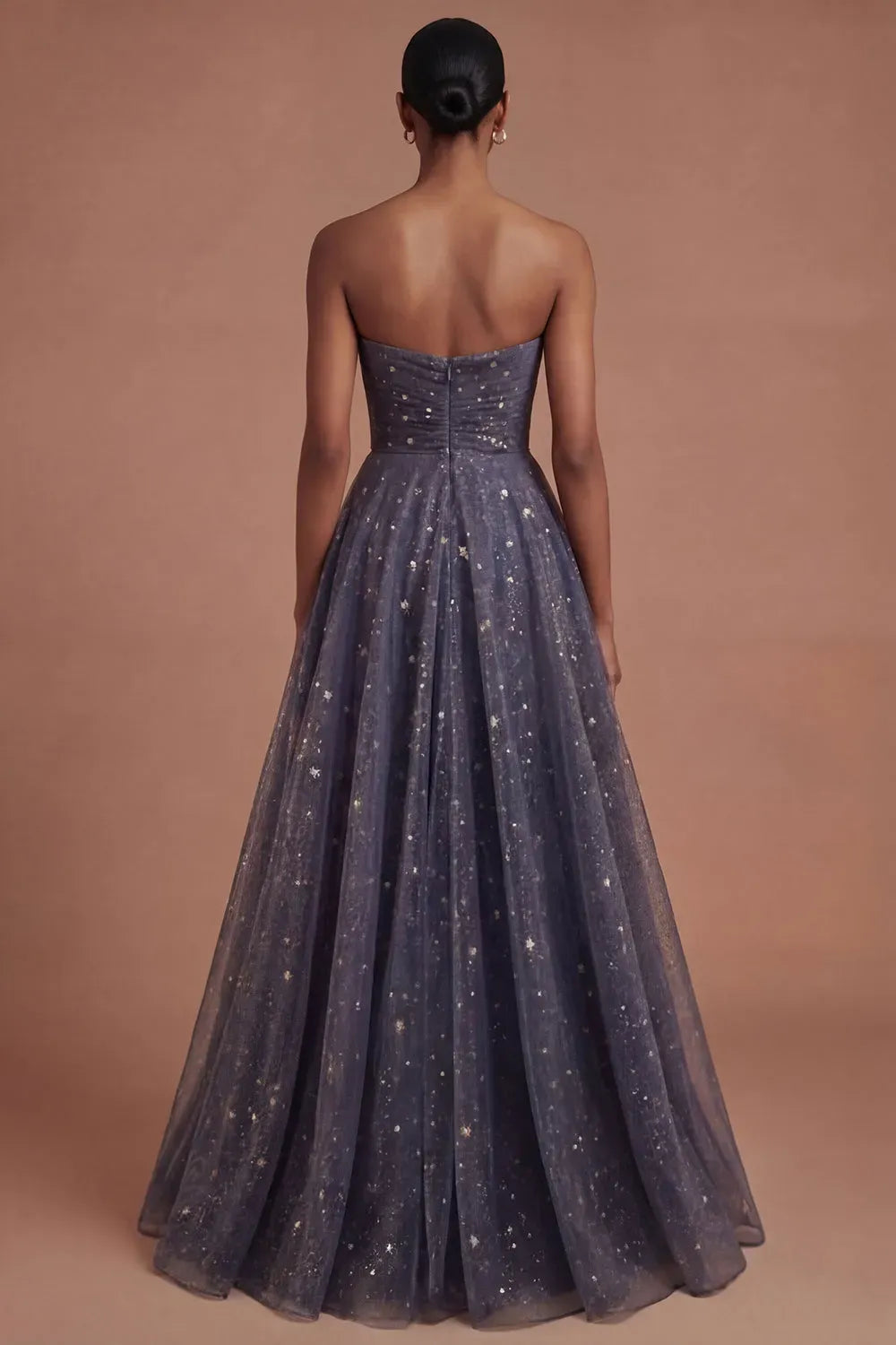 Celestial A-Line Sweetheart Strapless Zipper Back Floor-Length Bow Tulle Prom Dress