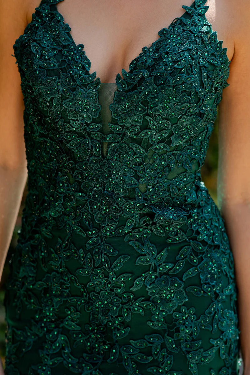 Romantic Mermaid V-Neck Spaghetti-Strap Zipper-Back Floor-Length Prom Dress
