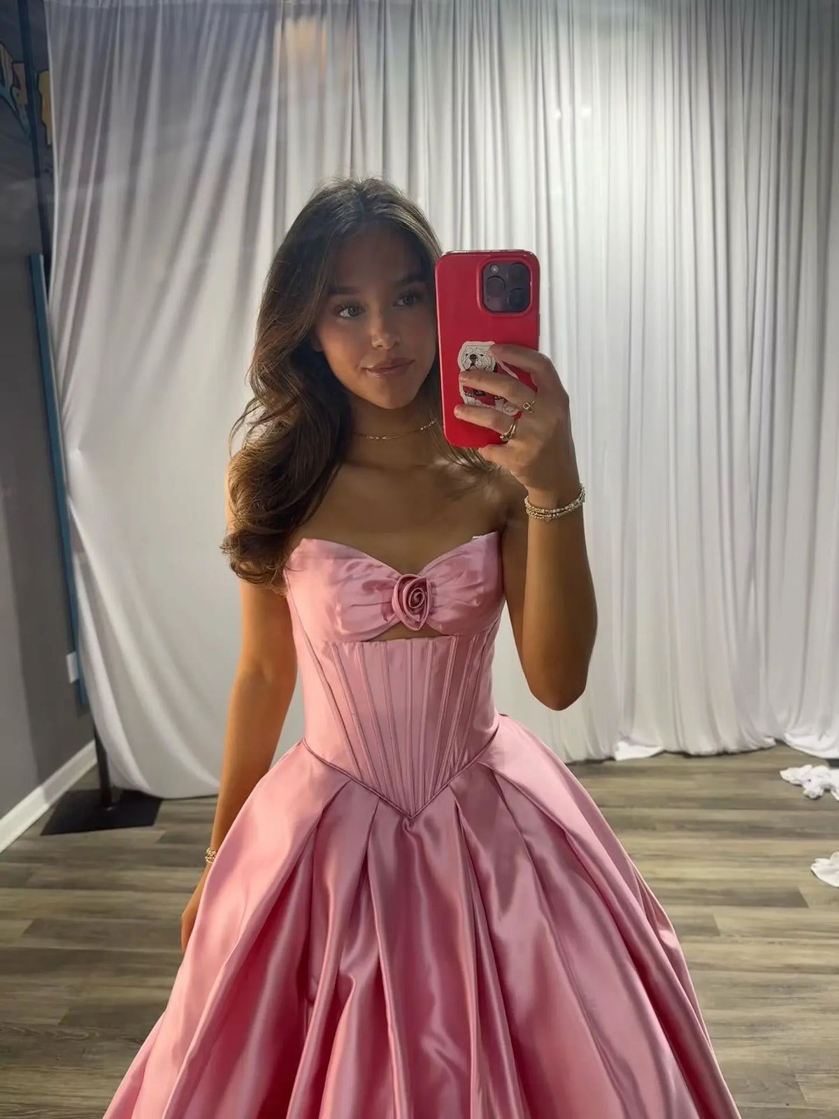 Romantic Ball Gown Sweetheart Strapless Lace-Up Floor-Length Prom Dress