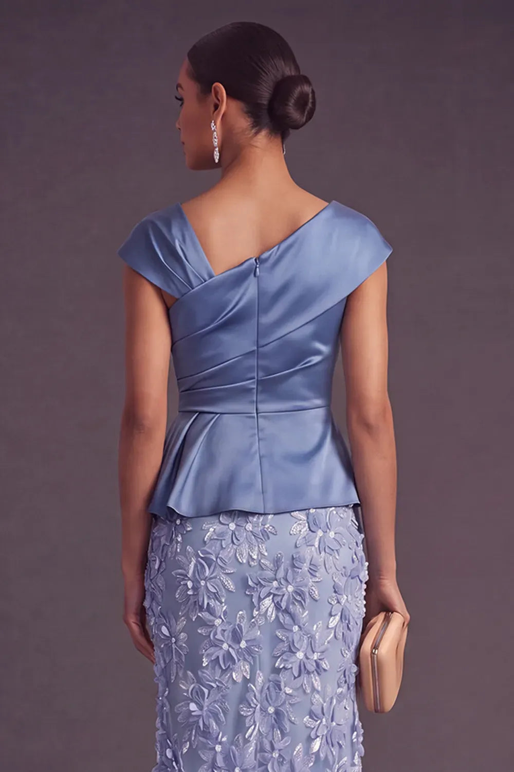 Elegant A-Line Asymmetric Neckline Cap Sleeve Zipper Maxi Mother of the Bride Dress
