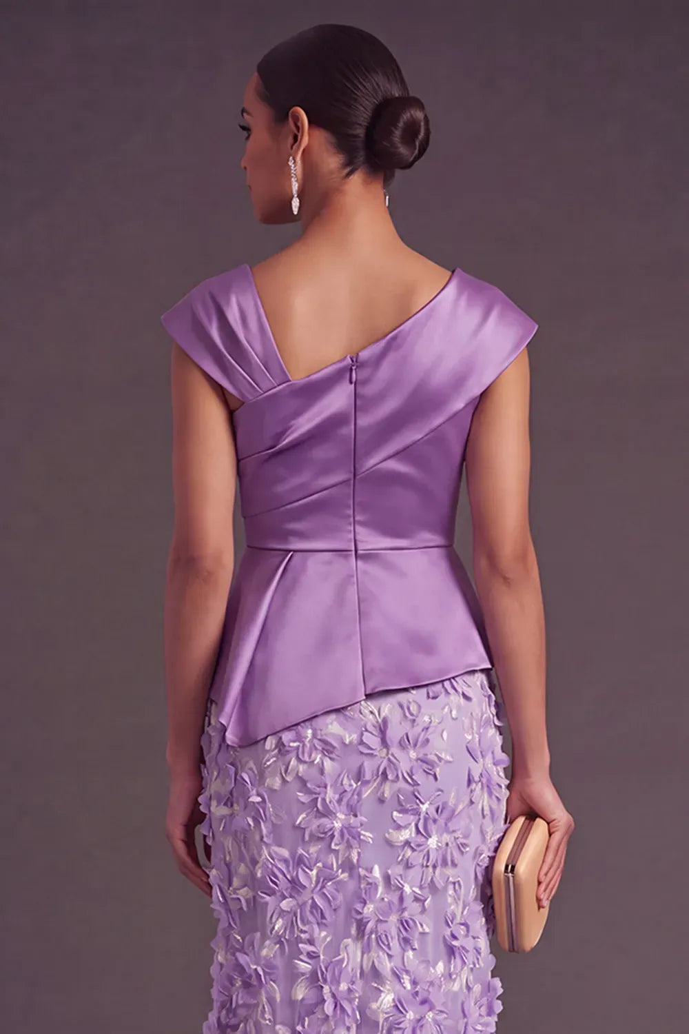Elegant A-Line Asymmetric Neckline Cap Sleeve Zipper Maxi Mother of the Bride Dress