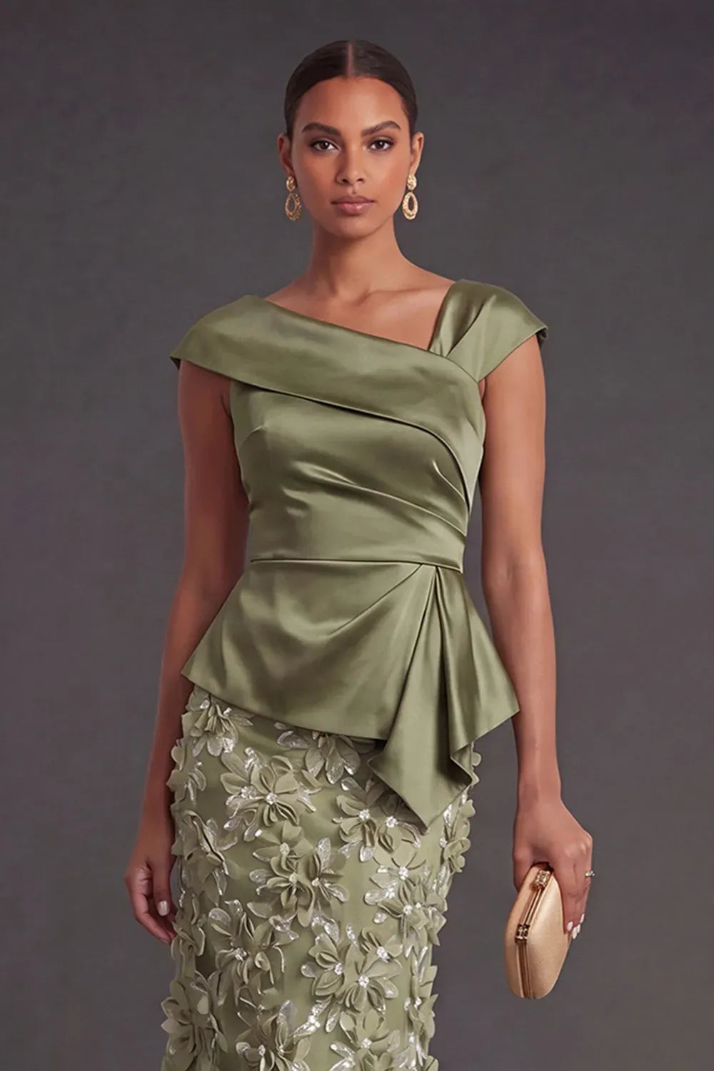 Elegant A-Line Asymmetric Neckline Cap Sleeve Zipper Maxi Mother of the Bride Dress