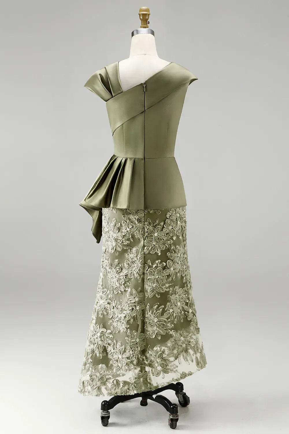 Elegant A-Line Asymmetric Neckline Cap Sleeve Zipper Maxi Mother of the Bride Dress