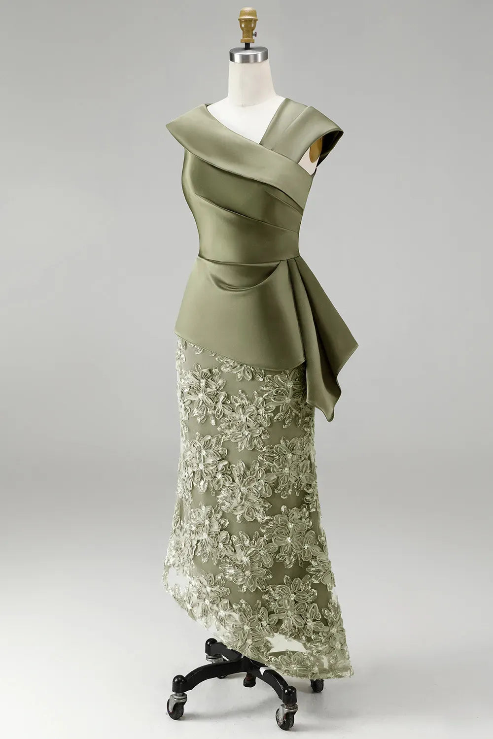 Elegant A-Line Asymmetric Neckline Cap Sleeve Zipper Maxi Mother of the Bride Dress