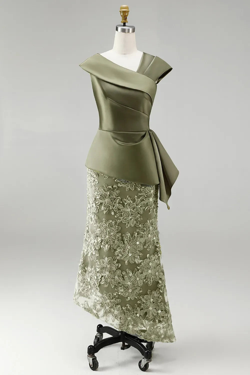 Elegant A-Line Asymmetric Neckline Cap Sleeve Zipper Maxi Mother of the Bride Dress