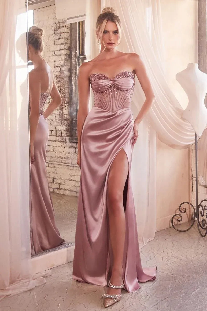 Glamorous Sheath Sweetheart Strapless Sheer Back Floor-Length Prom Dress