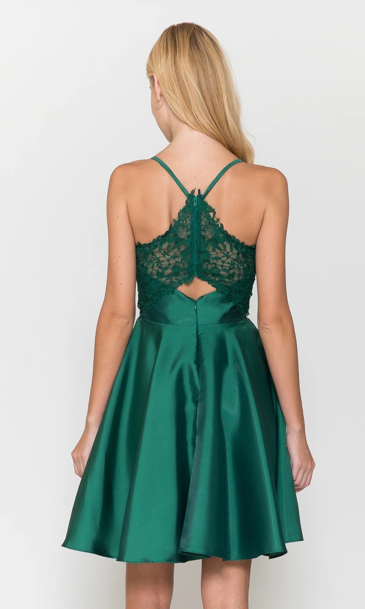 Elegant A-Line Plunging V-Neck Sleeveless Satin Mini Homecoming Dress