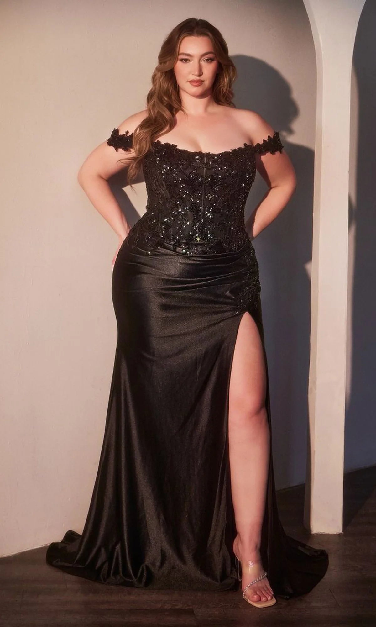 Glamorous Mermaid Sweetheart Off Shoulder Satin Floor Length Plus Size Prom Dress