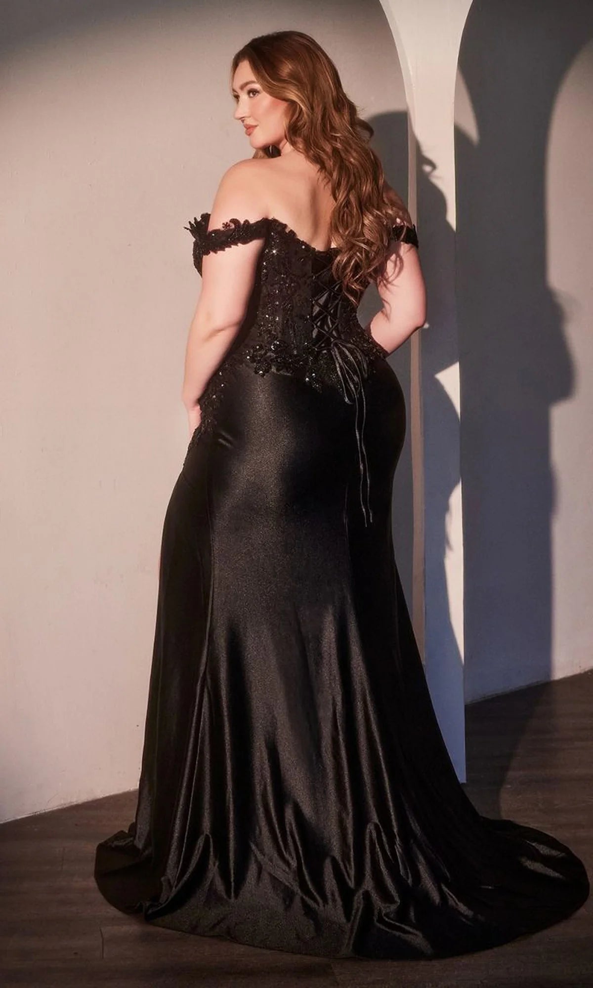 Glamorous Mermaid Sweetheart Off Shoulder Satin Floor Length Plus Size Prom Dress