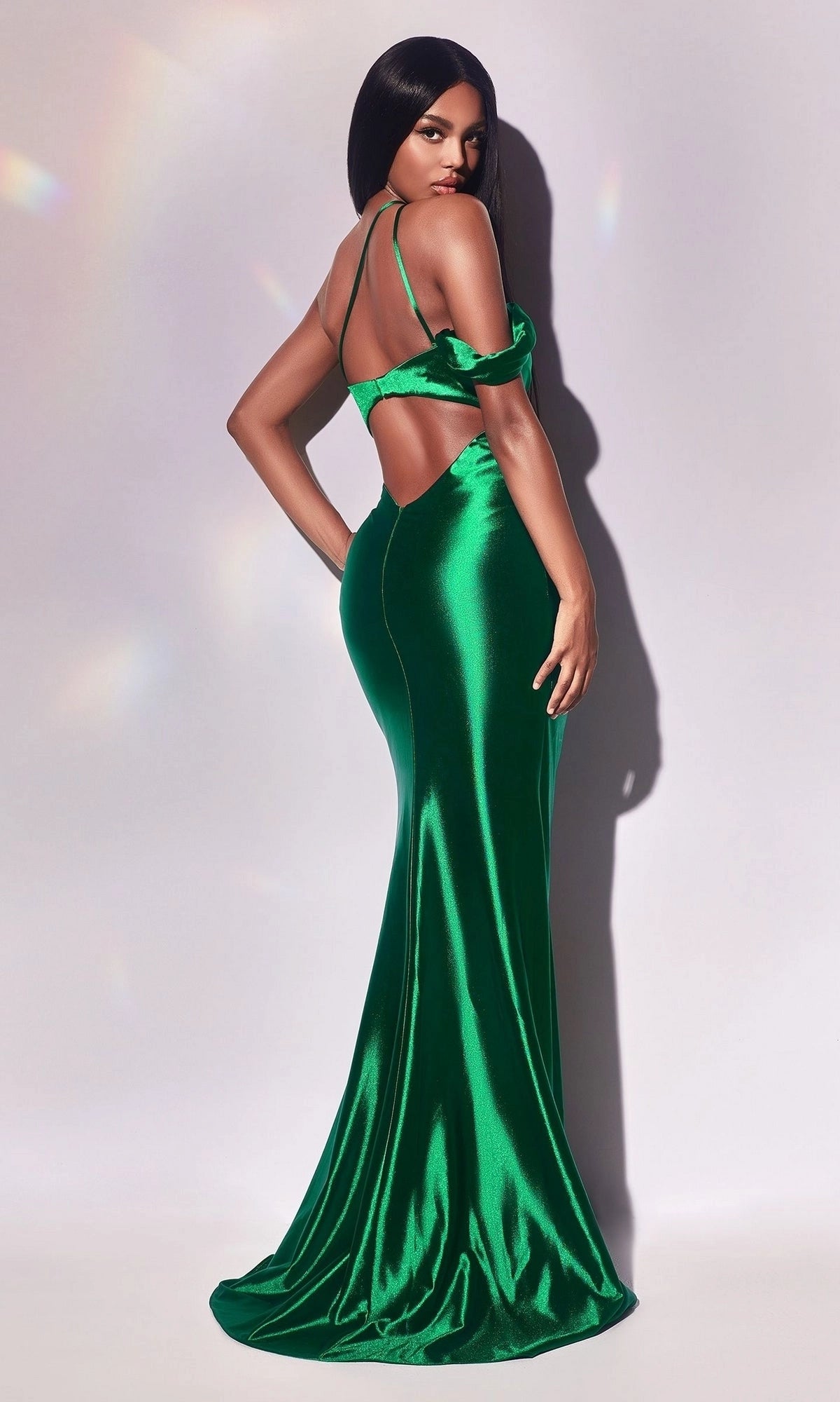 Glamorous Mermaid Asymmetric Neckline One Shoulder Satin Floor Length Evening Dress