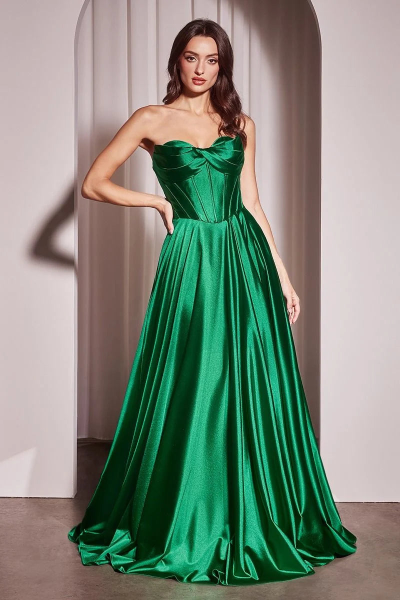 Elegant A-Line Sweetheart Strapless Lace-Up Satin Floor-Length Prom Dress