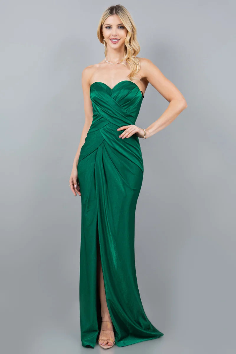 Elegant Sheath Sweetheart Strapless Ruched Closed-Back Floor-Length Prom Dress