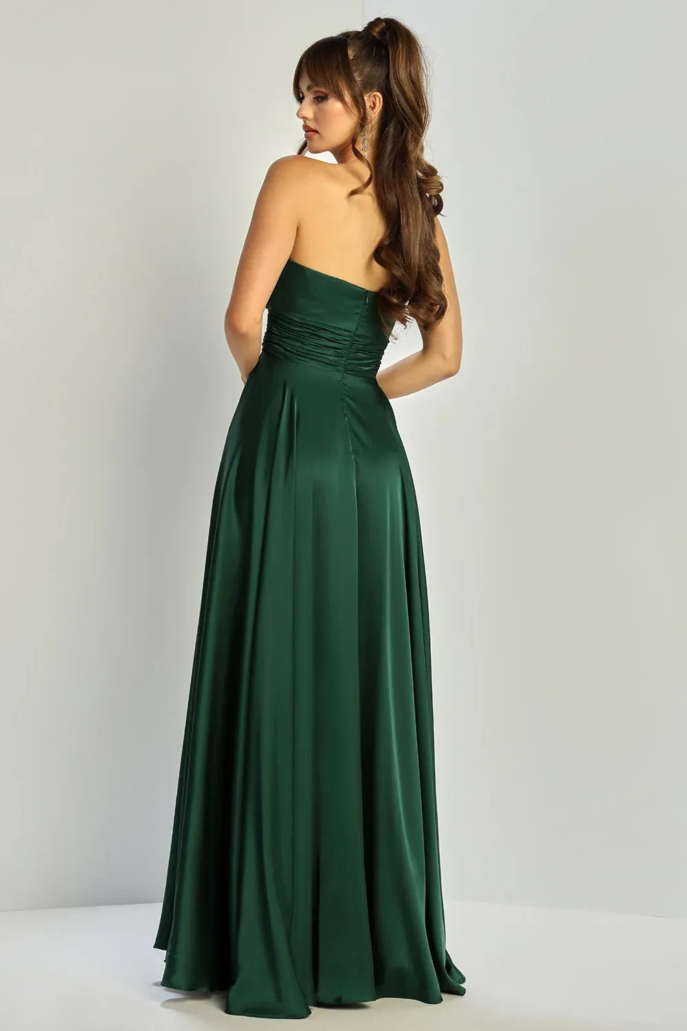 Elegant A-Line Sweetheart Strapless Zip Back Floor-Length Wedding Guest Dress