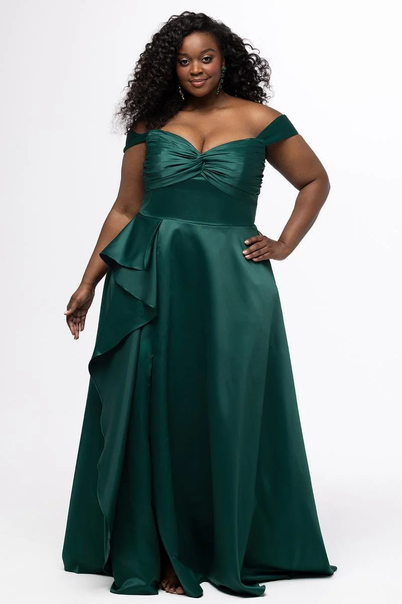 Elegant Plus Size A Line Sweetheart Off Shoulder Satin Prom Dress