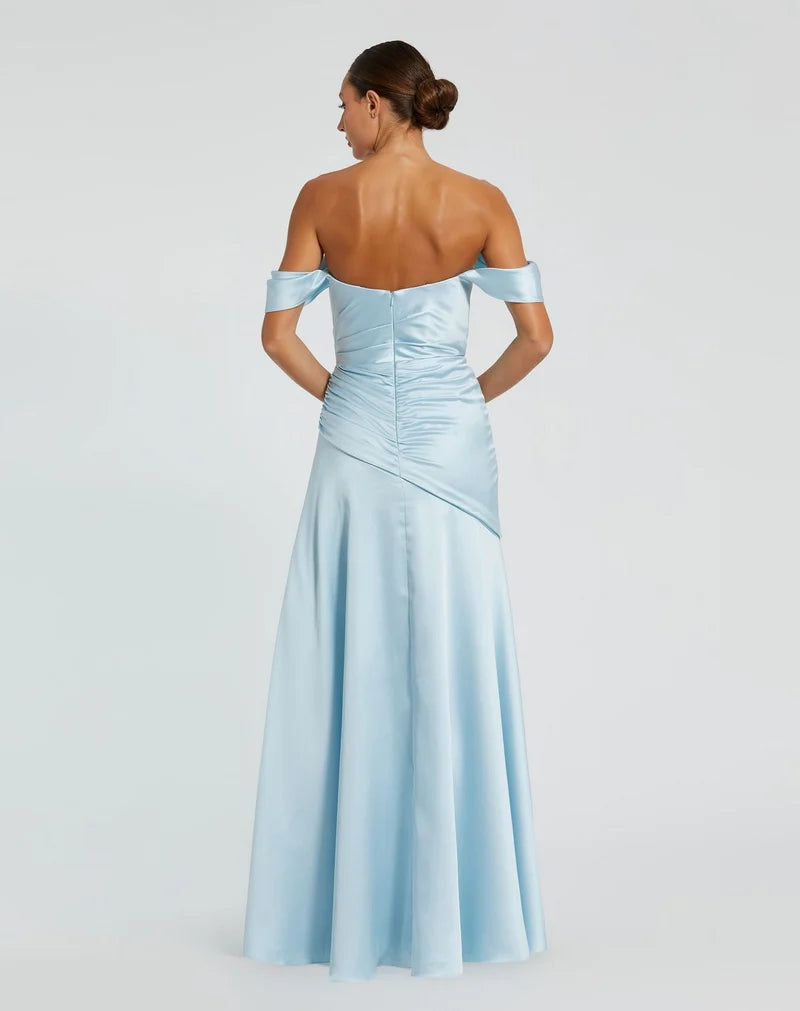 Elegant Mermaid Sweetheart Off-Shoulder Low-Back Floor-Length Wedding Guest Dress