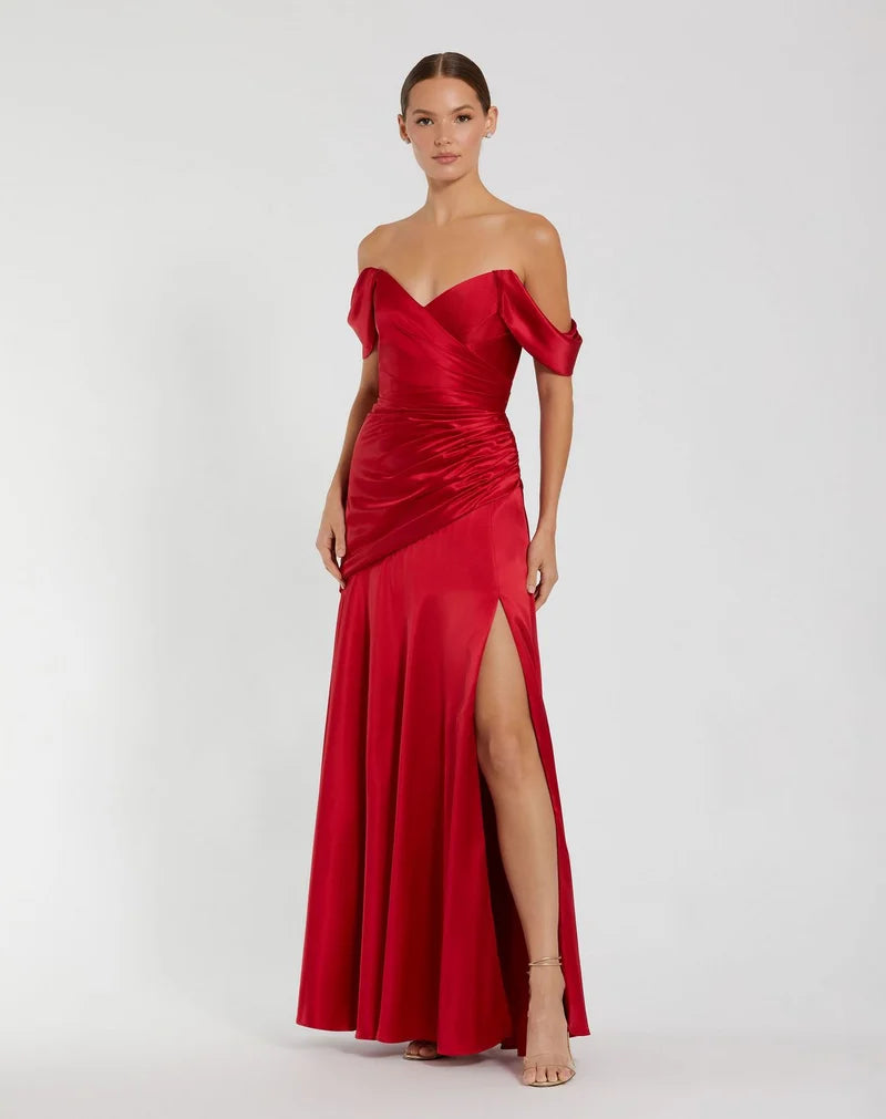 Elegant Mermaid Sweetheart Off-Shoulder Low-Back Floor-Length Wedding Guest Dress