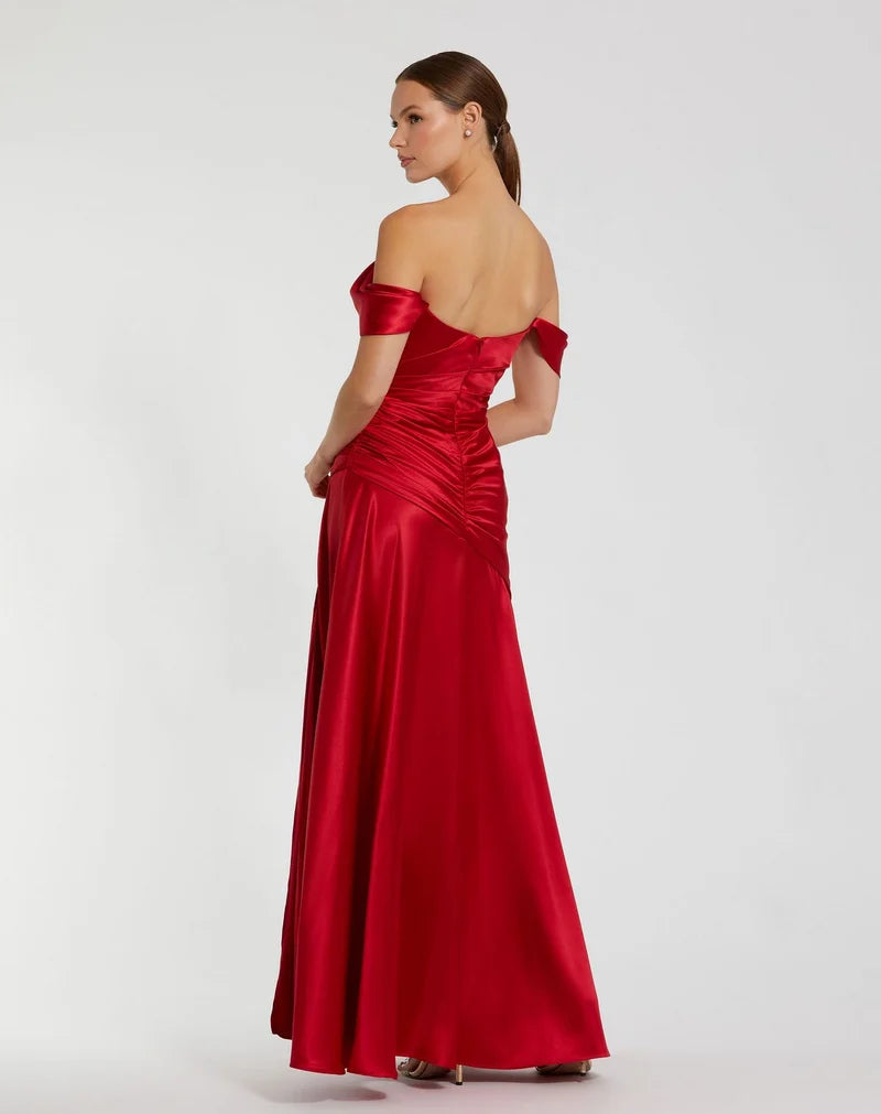 Elegant Mermaid Sweetheart Off-Shoulder Low-Back Floor-Length Wedding Guest Dress