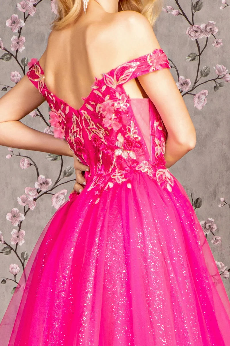 Vibrant A-Line Sweetheart Off-Shoulder Low-Back Floor-Length Prom Dress