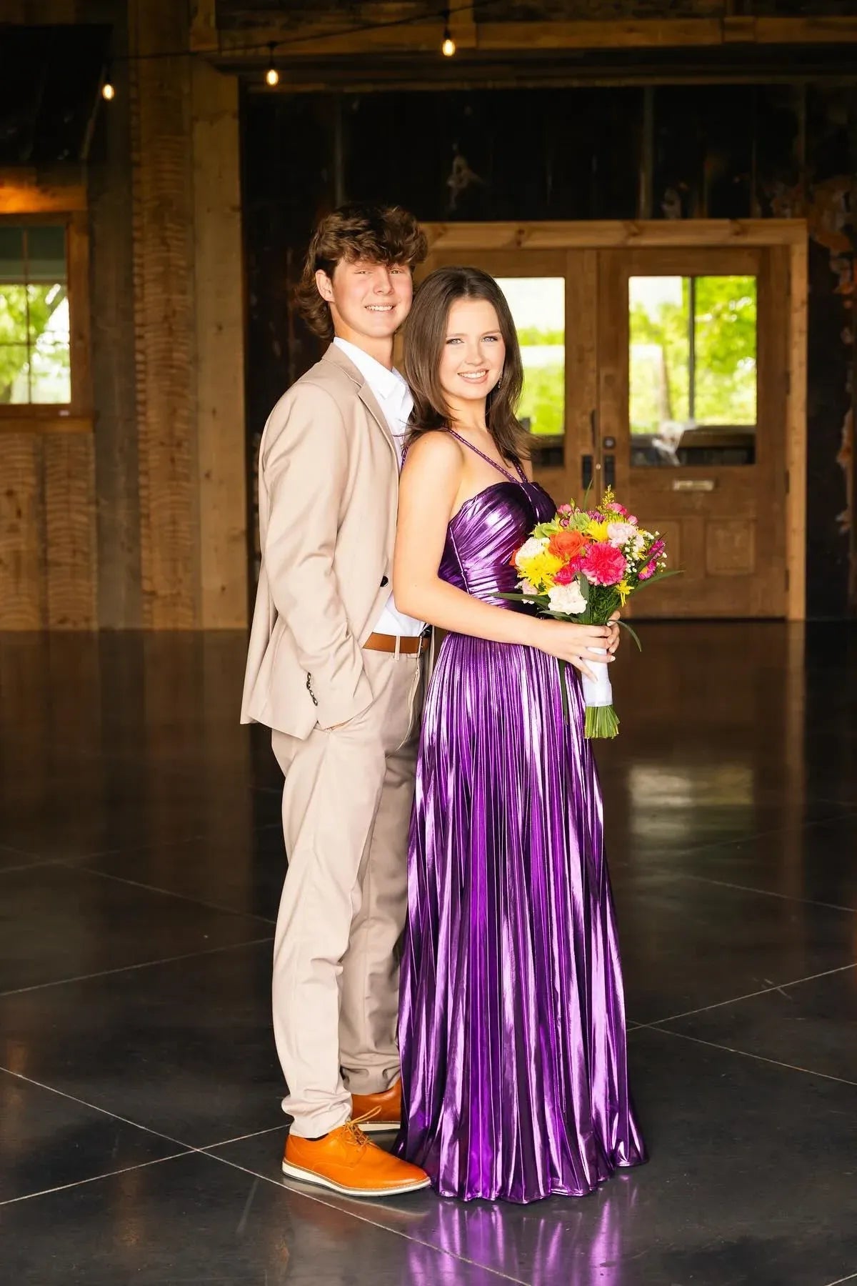 Glamorous A-Line Halter Neck Sleeveless Open Back Floor-Length Metallic Prom Dress