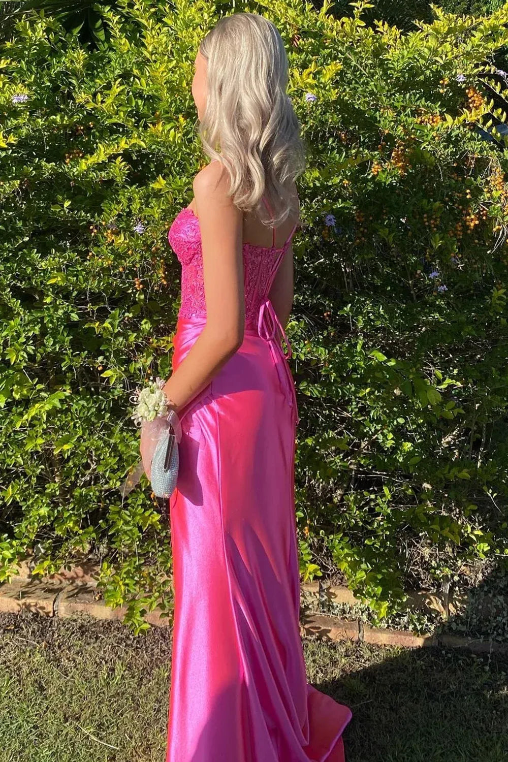 Glamorous Satin Sheath Sweetheart Sleeveless Lace-Up Back Floor-Length Prom Dress