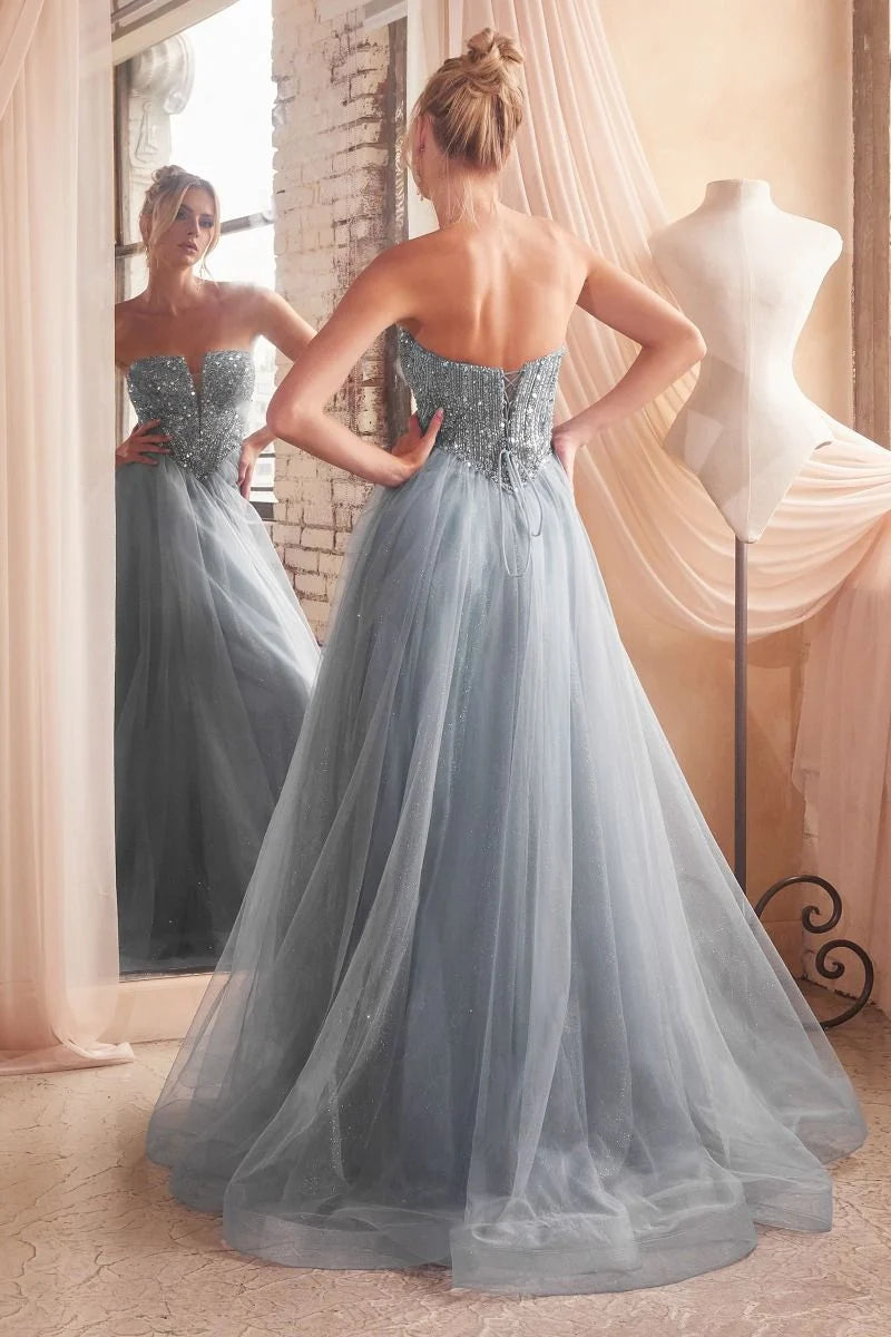 Glamorous Ball-Gown Sweetheart Strapless Lace-Up Floor-Length Prom Dress