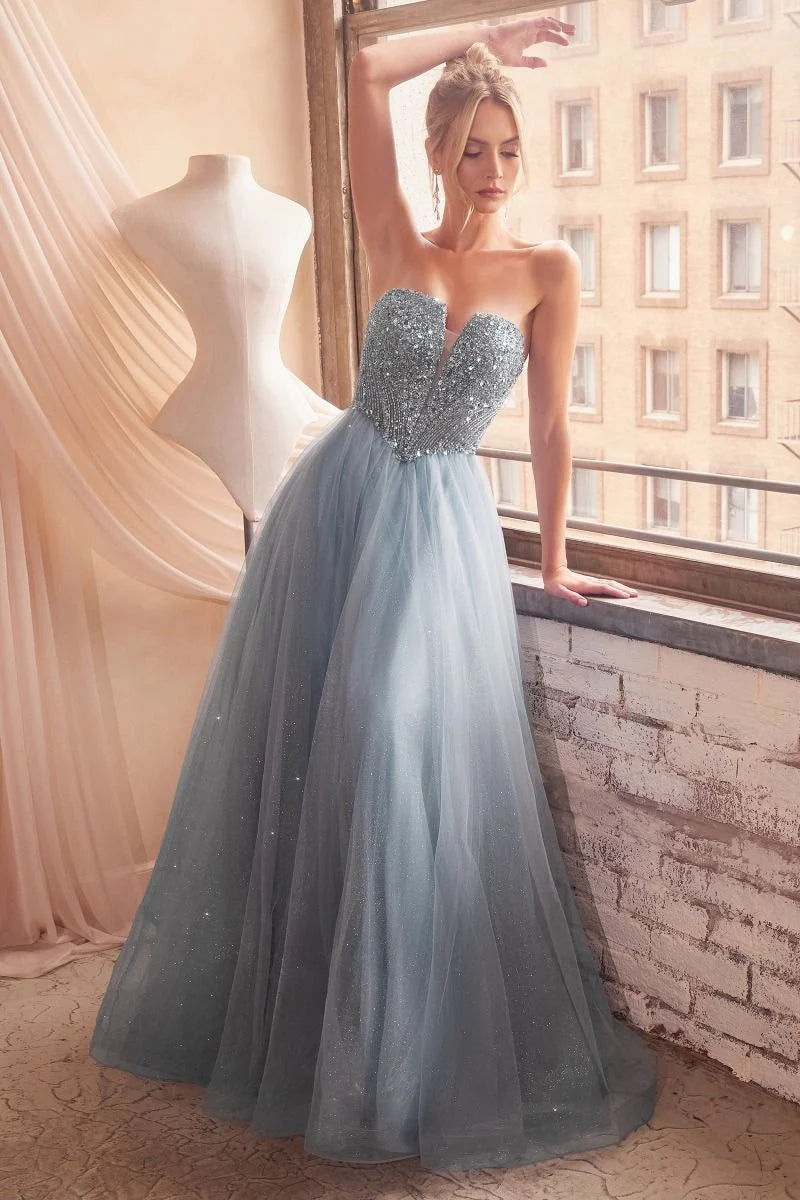 Glamorous Ball-Gown Sweetheart Strapless Lace-Up Floor-Length Prom Dress