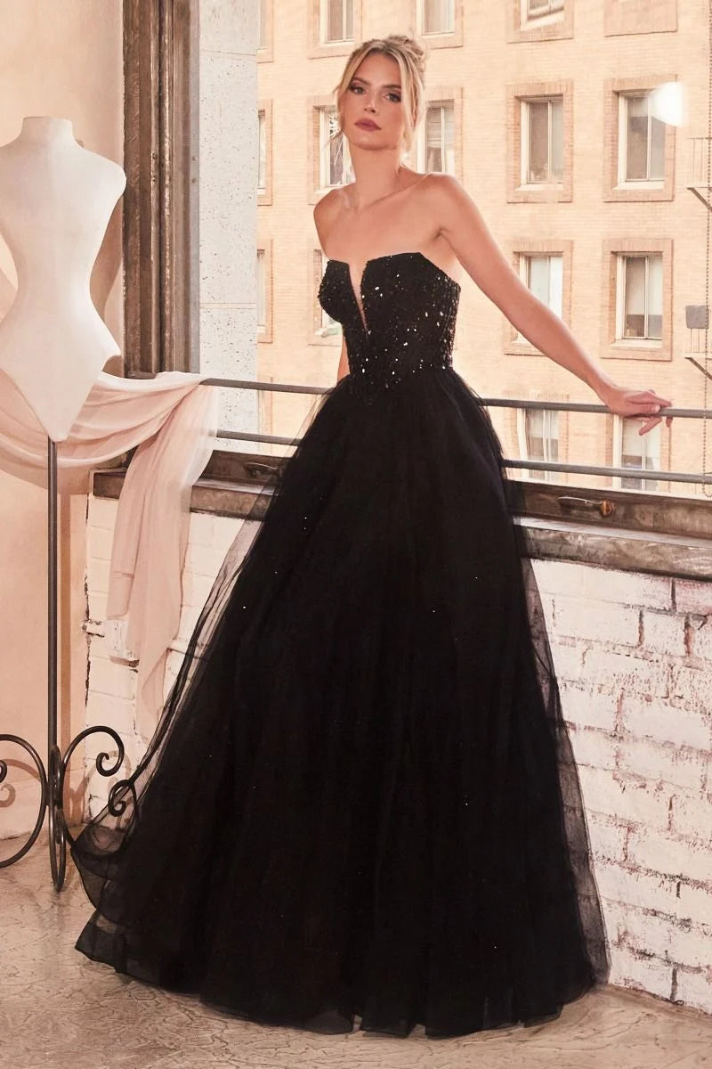 Glamorous Ball-Gown Sweetheart Strapless Lace-Up Floor-Length Prom Dress