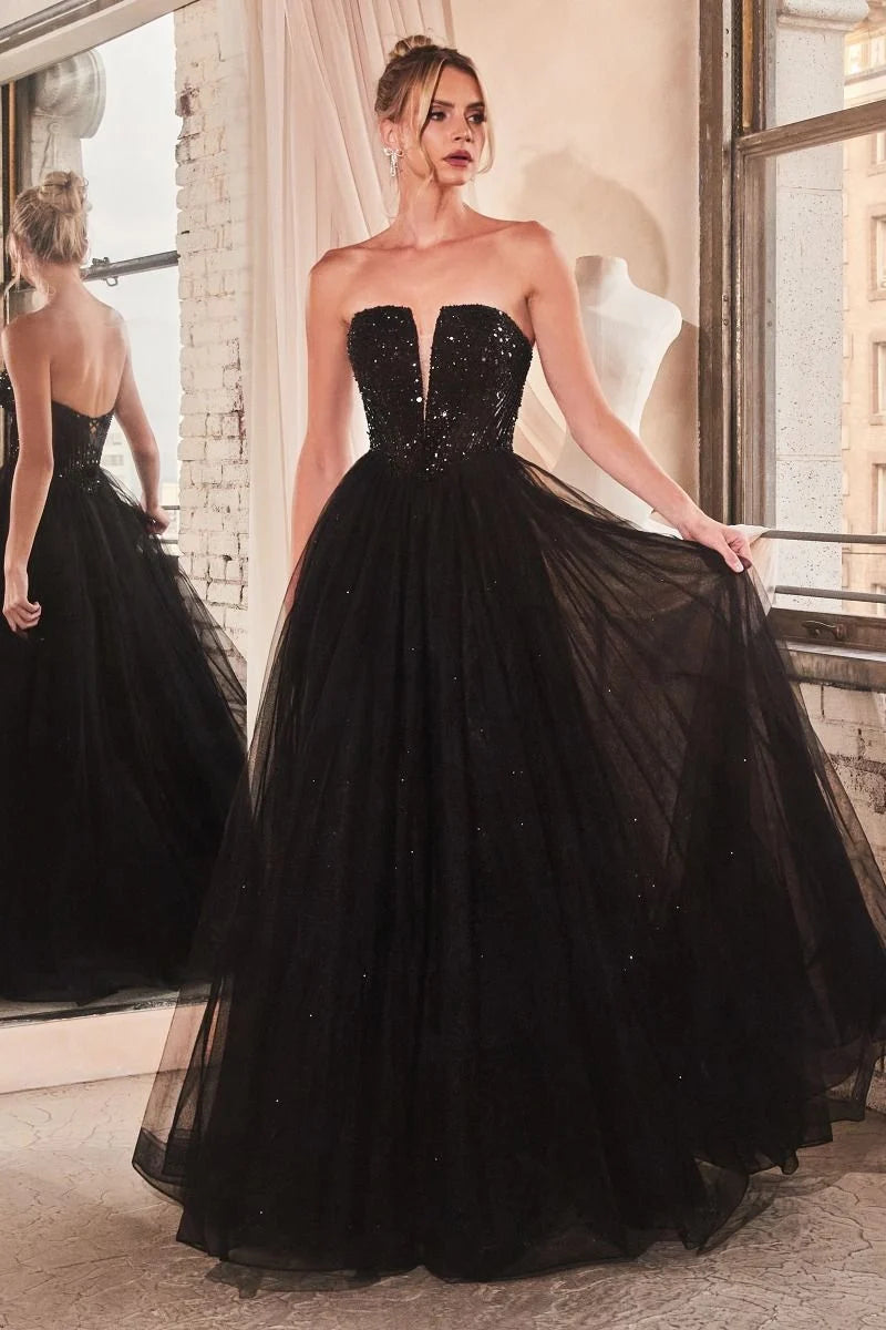 Glamorous Ball-Gown Sweetheart Strapless Lace-Up Floor-Length Prom Dress