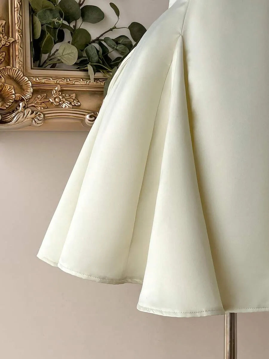 Chic A-Line Straight Strapless Lace-Up Bow Mini Homecoming Dress