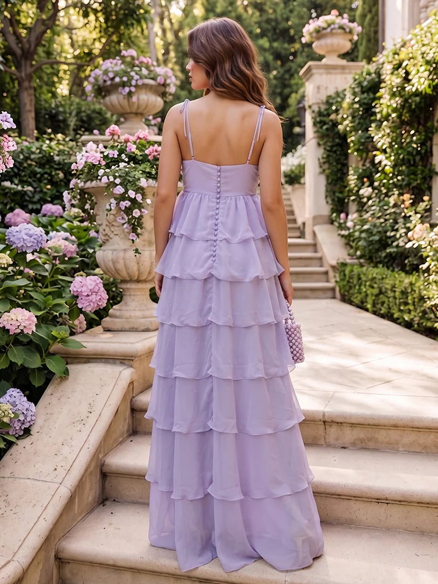 Romantic A-Line Sweetheart Sleeveless Chiffon Floor Length Wedding Guest Dress