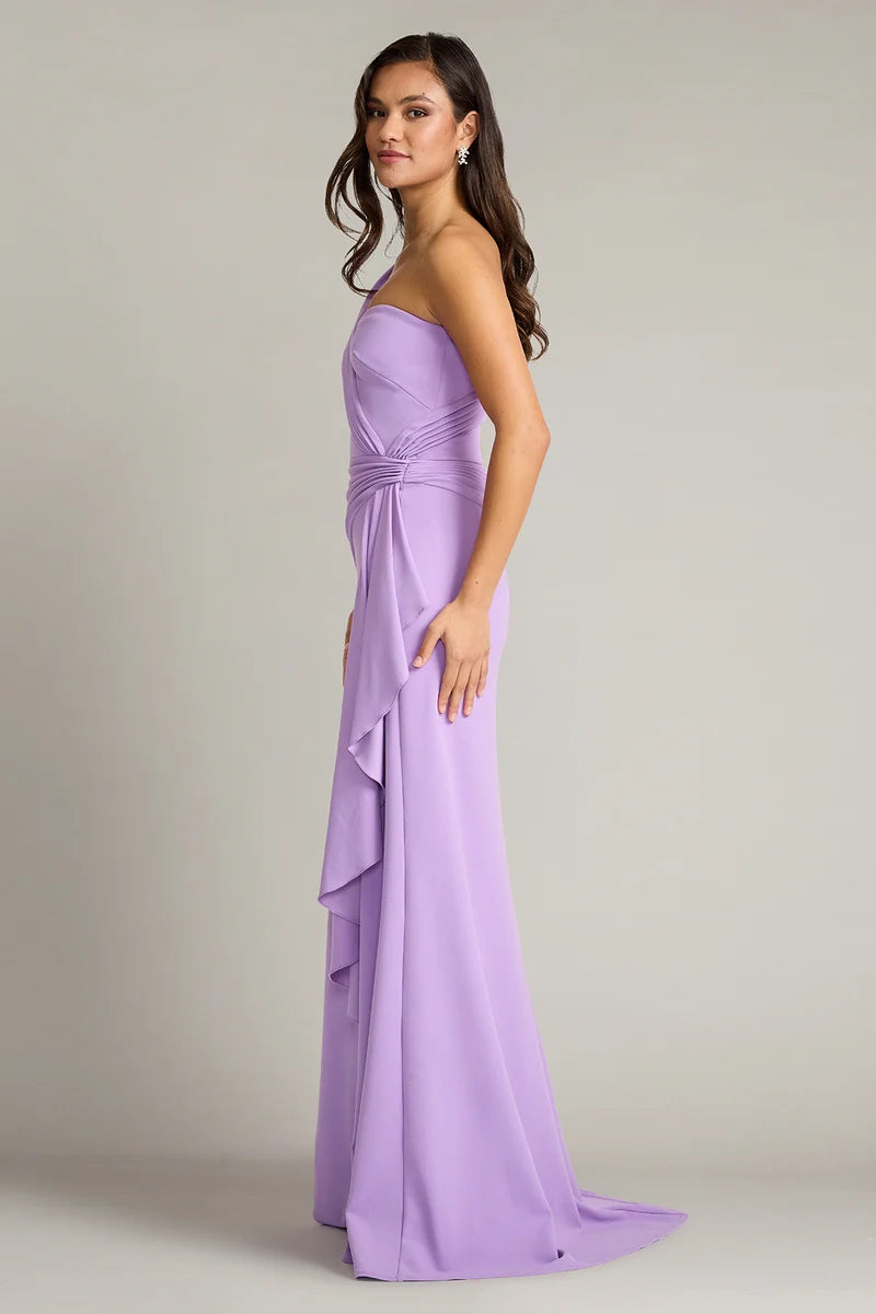 Elegant Sheath Sweetheart One-Shoulder Draped Floor-Length Wedding Guest Dress
