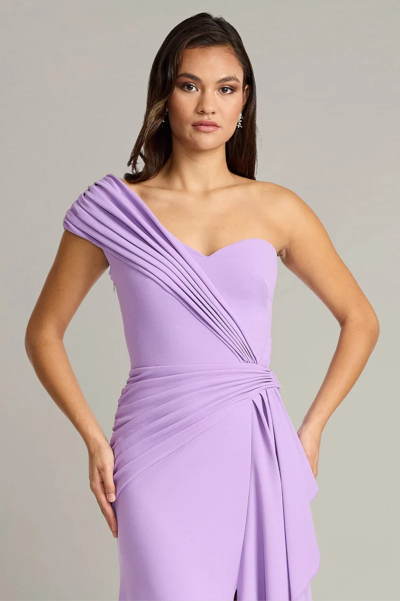 Elegant Sheath Sweetheart One-Shoulder Draped Floor-Length Wedding Guest Dress