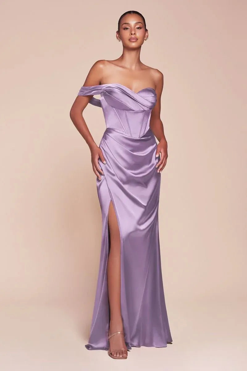 Elegant Sheath Sweetheart Off Shoulder Lace-Up Back Floor-Length Evening Dress