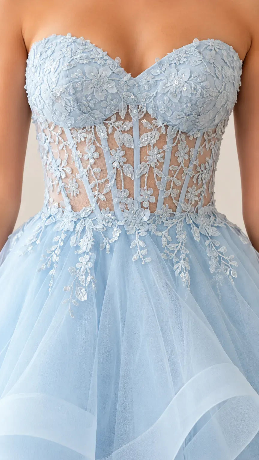 Romantic A-Line Sweetheart Sleeveless Lace-Up Ruffled Floor-Length Prom Dress