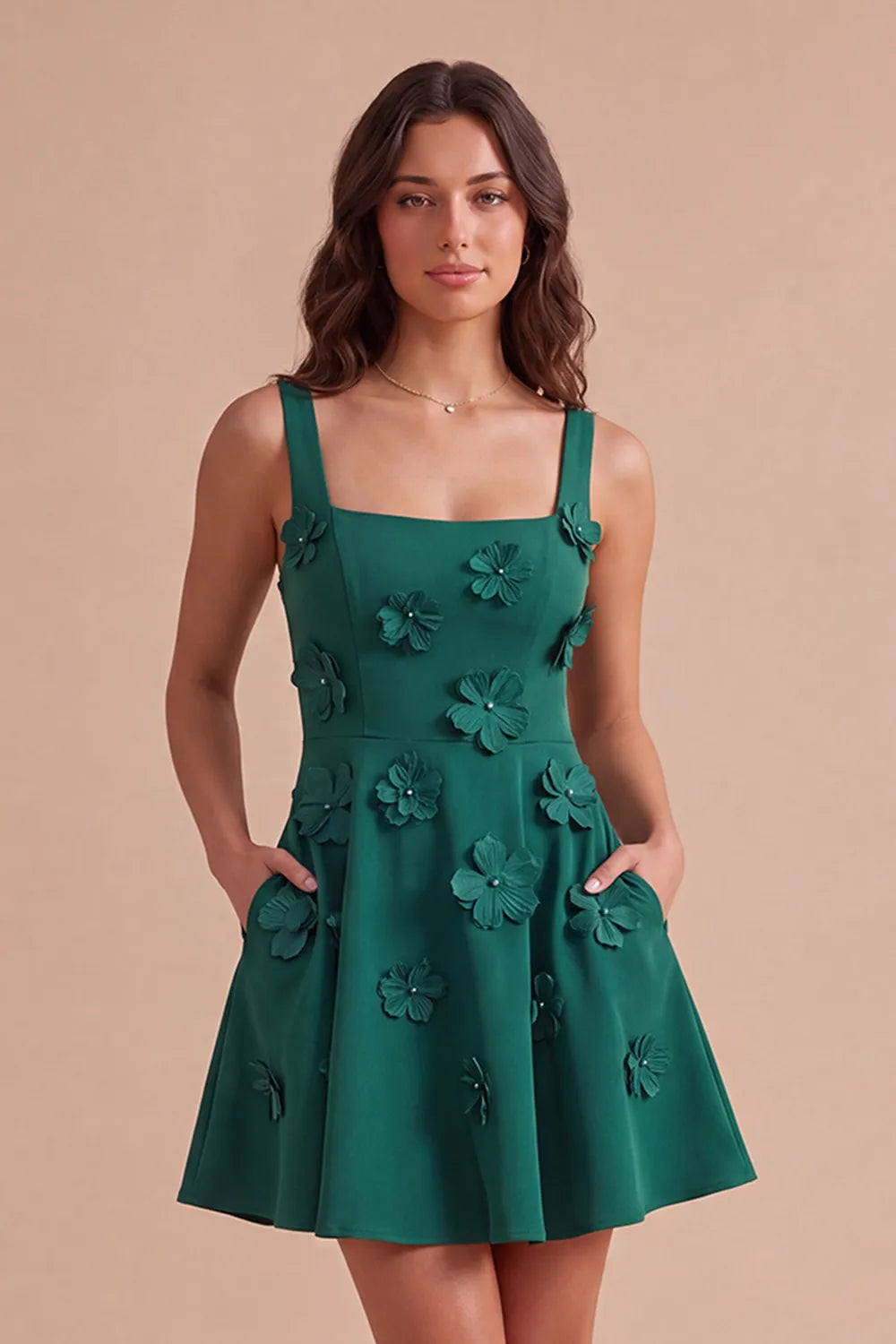 Charming A-Line Square Neck Sleeveless Lace-Up Back Short Homecoming Dress