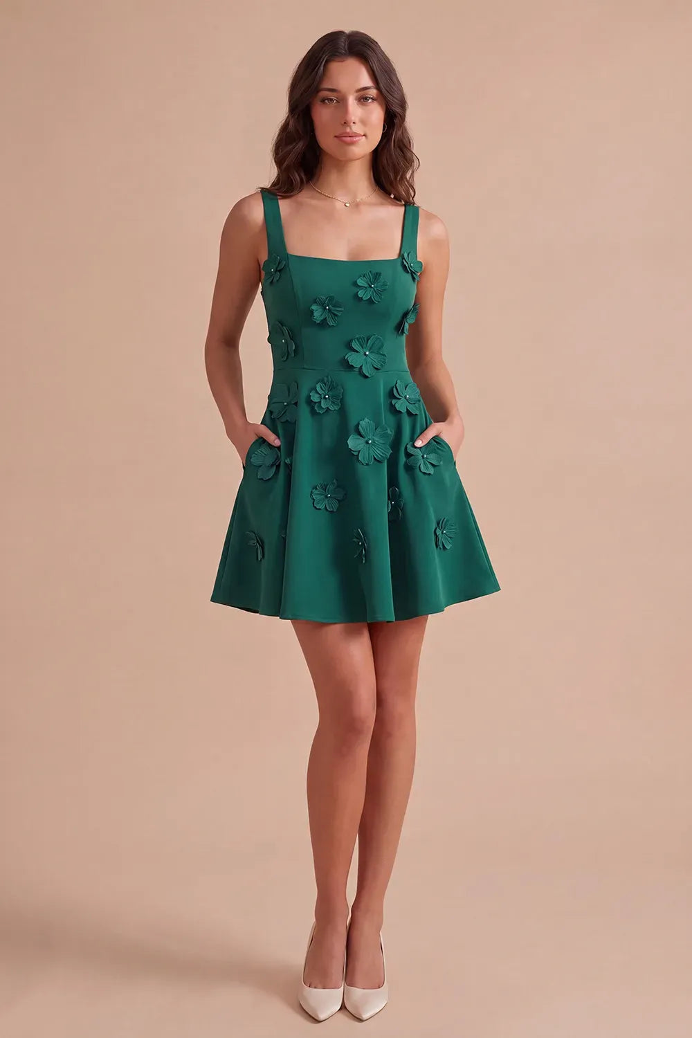 Charming A-Line Square Neck Sleeveless Lace-Up Back Short Homecoming Dress