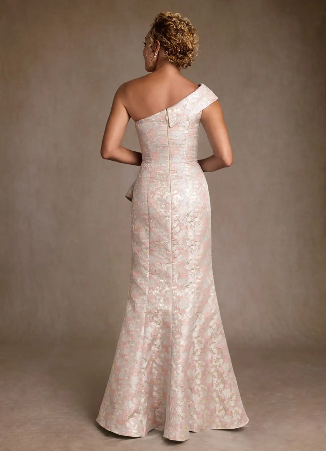 Elegant Mermaid One Shoulder Sleeveless Zipper Back Floor Length Mother of the Bride Dress