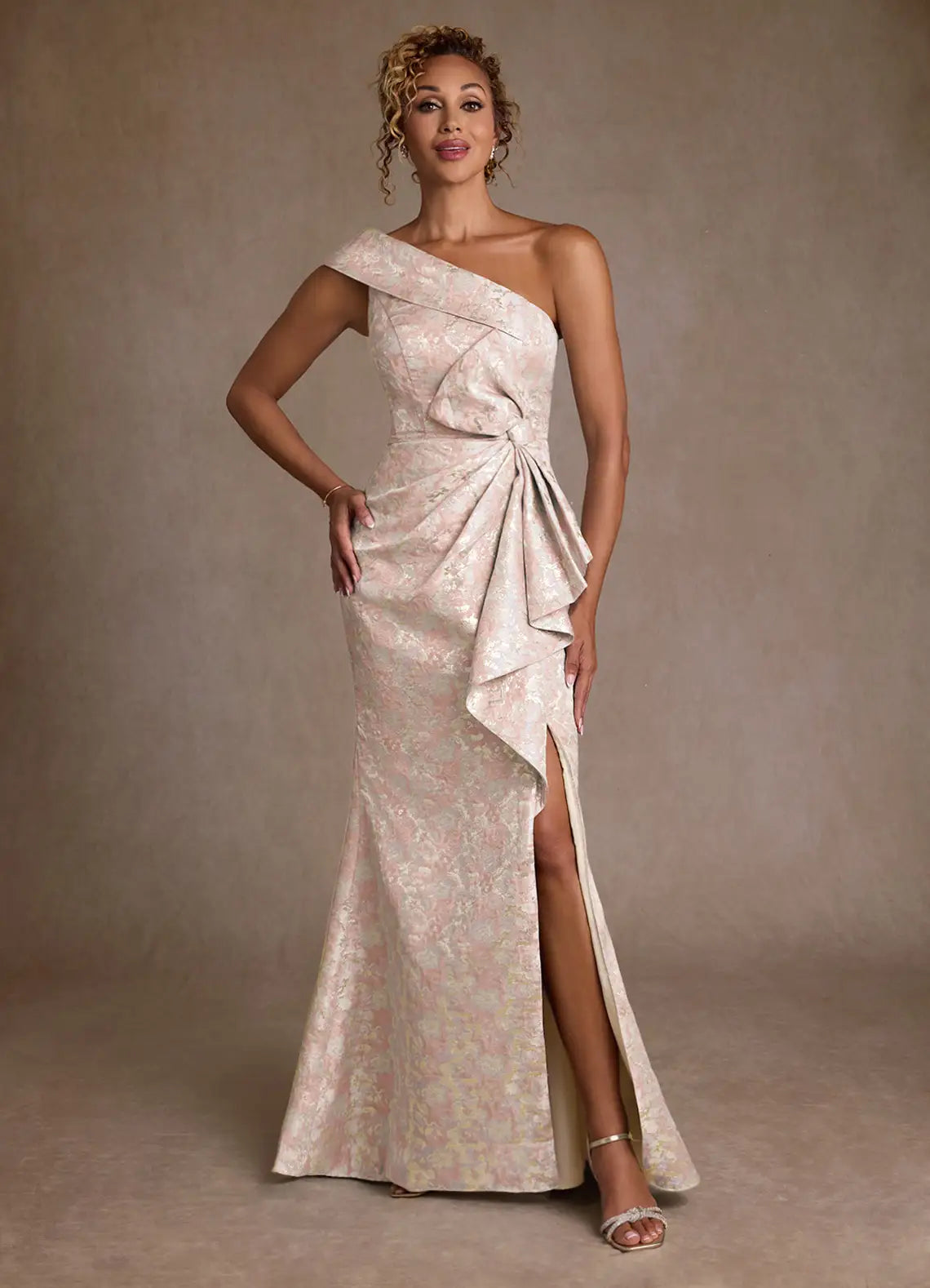 Elegant Mermaid One Shoulder Sleeveless Zipper Back Floor Length Mother of the Bride Dress