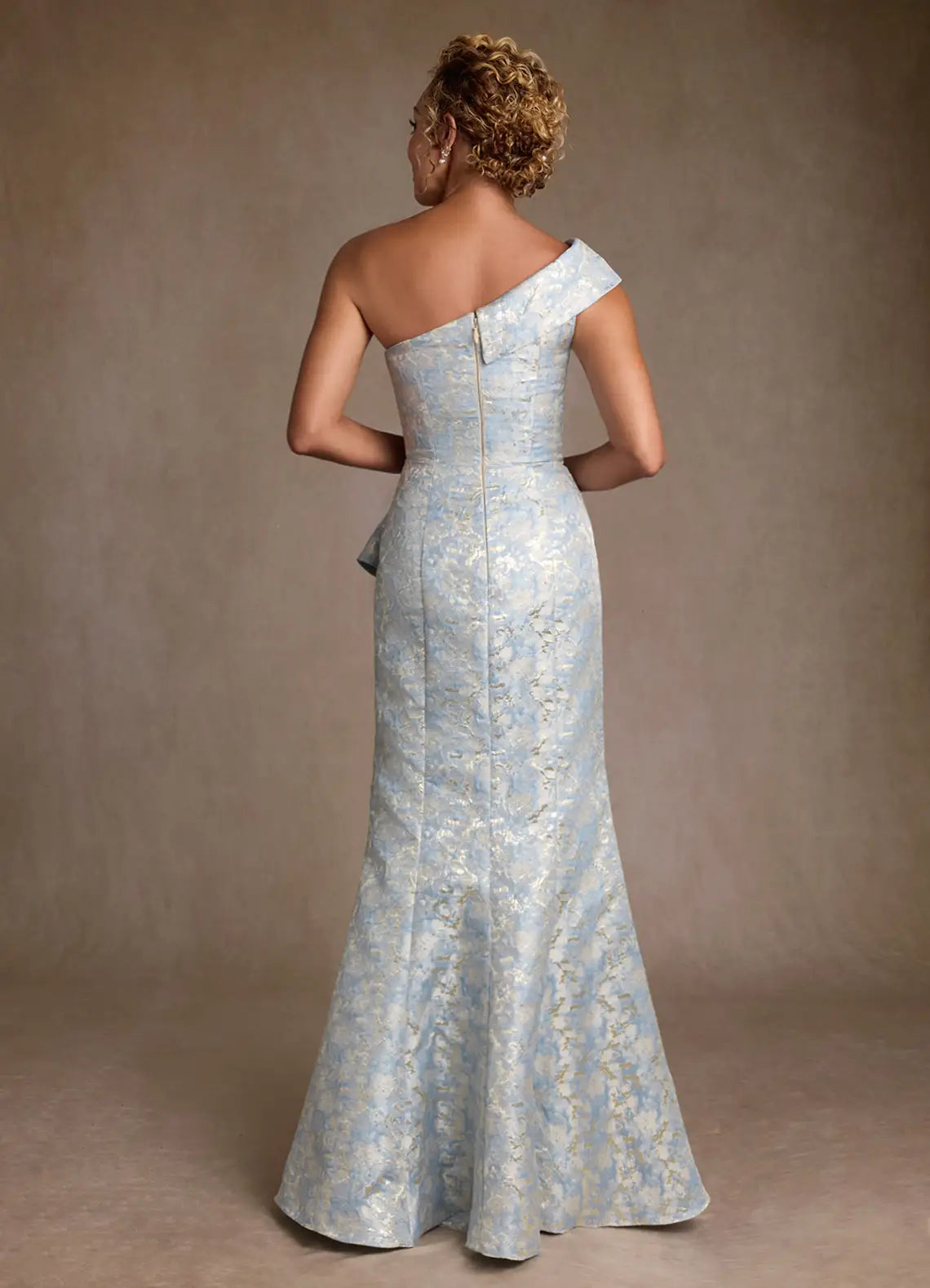 Elegant Mermaid One Shoulder Sleeveless Zipper Back Floor Length Mother of the Bride Dress