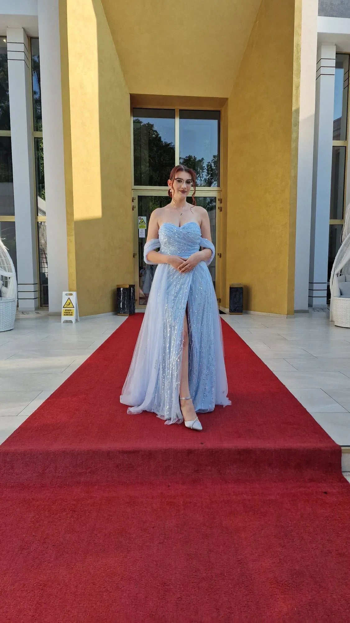Glamorous Sequin A-Line Sweetheart Off-Shoulder Puff-Sleeve Lace-Up Floor-Length Prom Dress