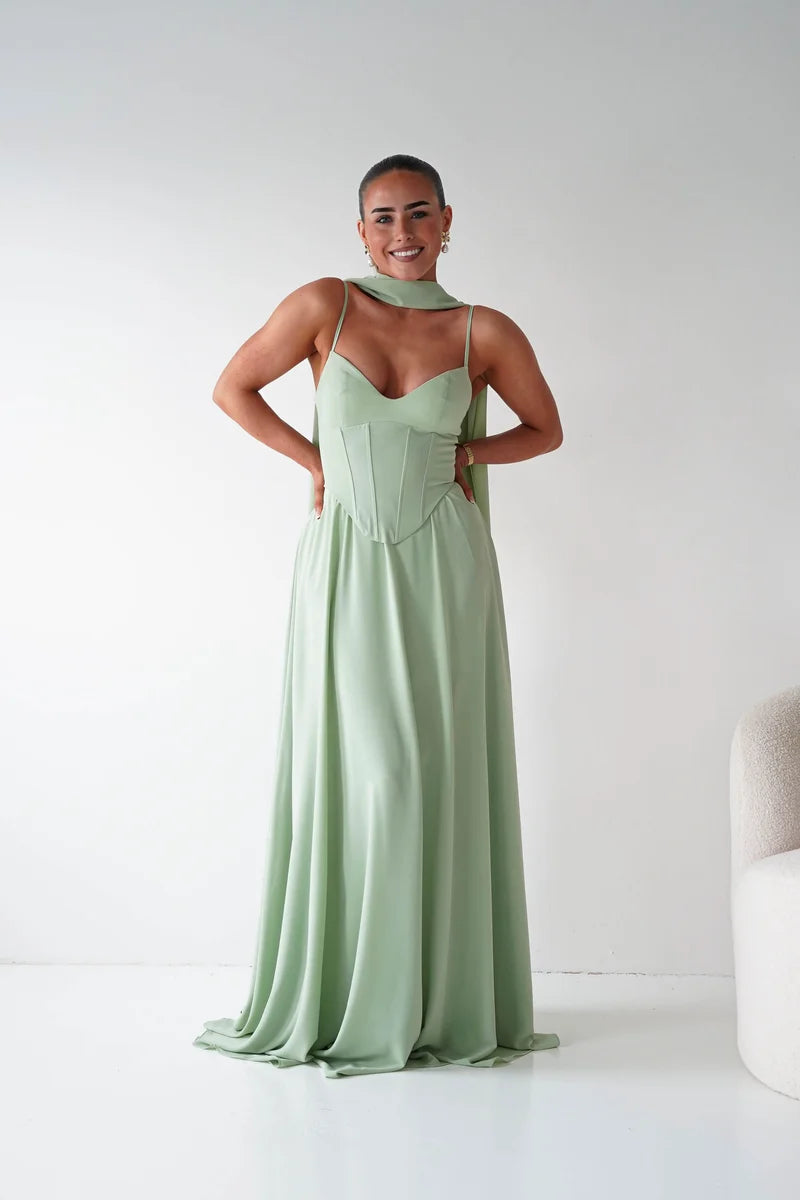 Elegant A-Line Sweetheart Spaghetti Strap Lace-Up Floor-Length Prom Dress