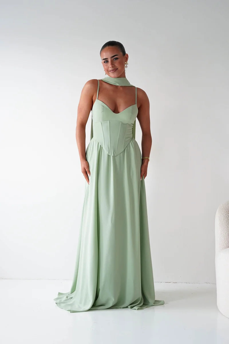 Elegant A-Line Sweetheart Spaghetti Strap Lace-Up Floor-Length Prom Dress