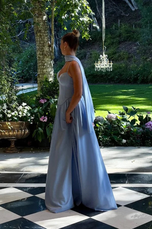 Elegant A-Line Sweetheart Spaghetti Strap Lace-Up Floor-Length Prom Dress