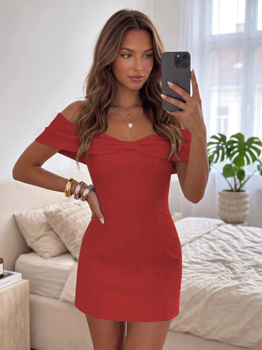 Elegant Sheath Sweetheart Off Shoulder Zipper Back Mini Homecoming Dress