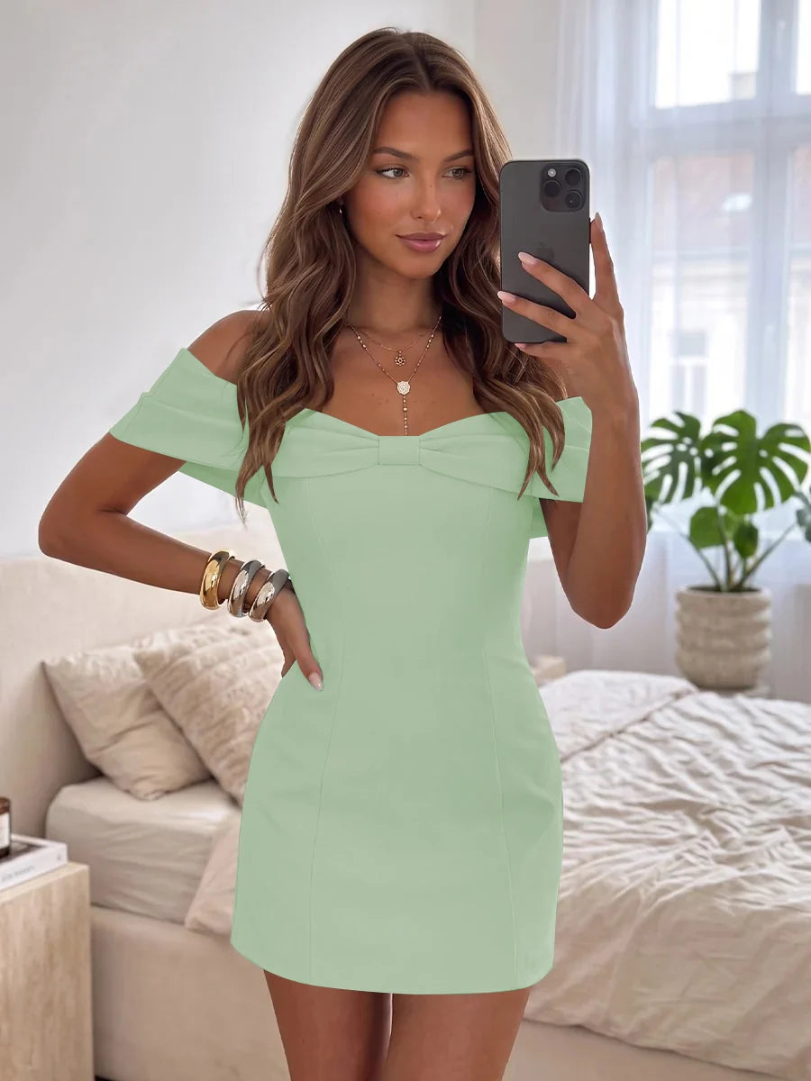 Elegant Sheath Sweetheart Off Shoulder Zipper Back Mini Homecoming Dress