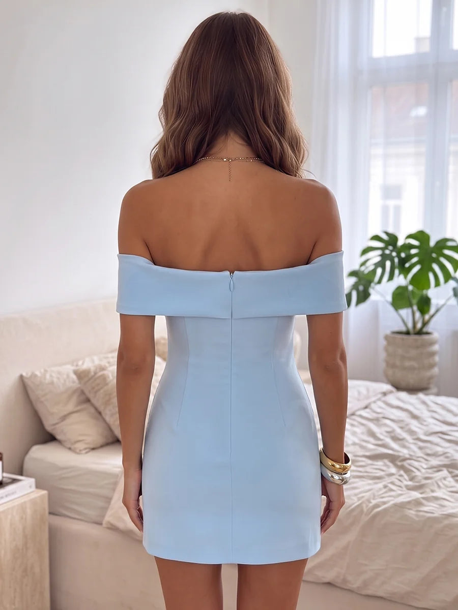 Elegant Sheath Sweetheart Off Shoulder Zipper Back Mini Homecoming Dress