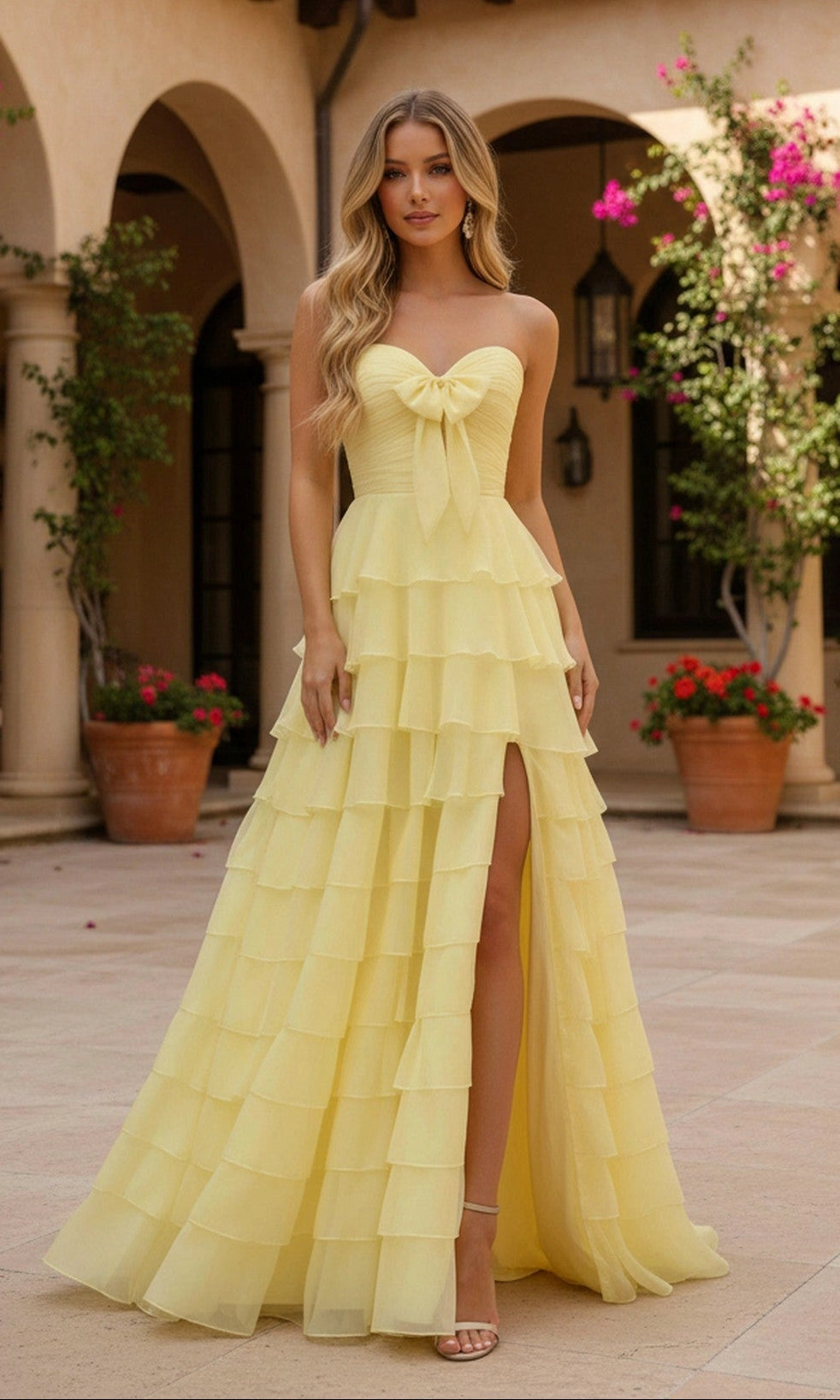 Romantic A Line Sweetheart Strapless Chiffon Floor Length Prom Dress